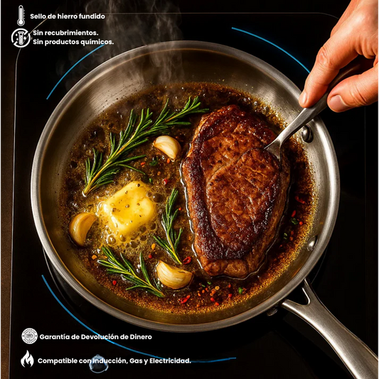 TitanioHV – Sartén de Titanio Puro Antiadherente sin Recubrimientos ni Químicos + Espátula de Titanio GRATIS