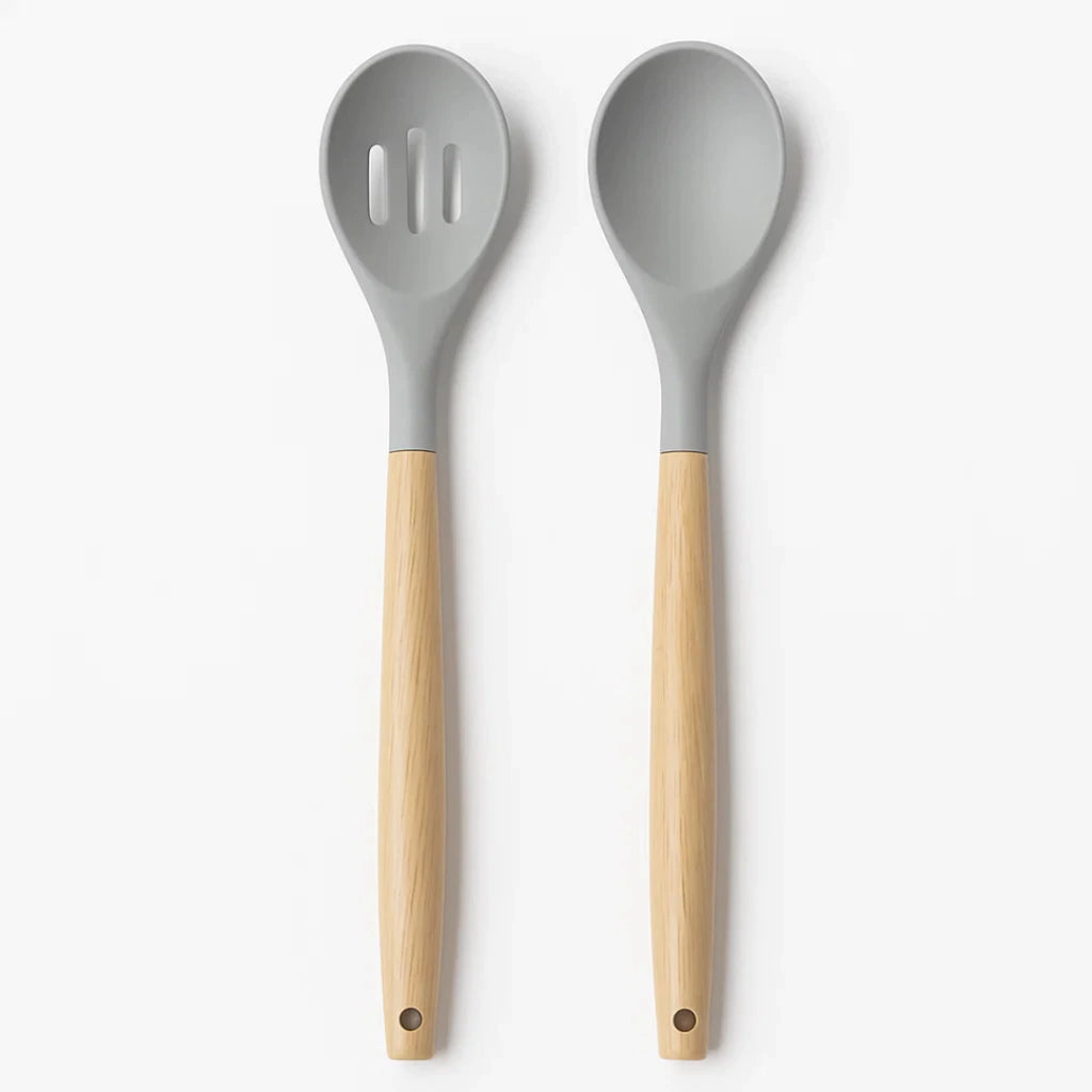 Set x2 Utensilios | Silicona y mango de madera